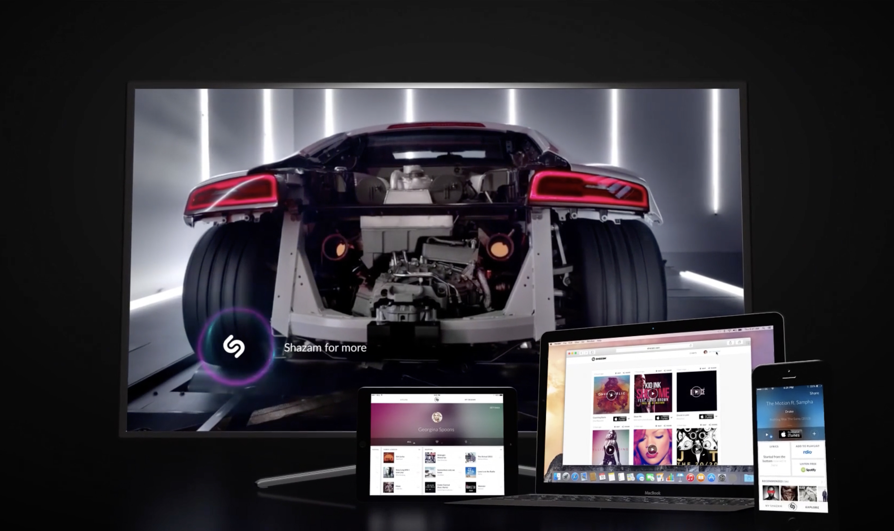 The Shazam ecosystem across television, desktop, tablet, and mobile