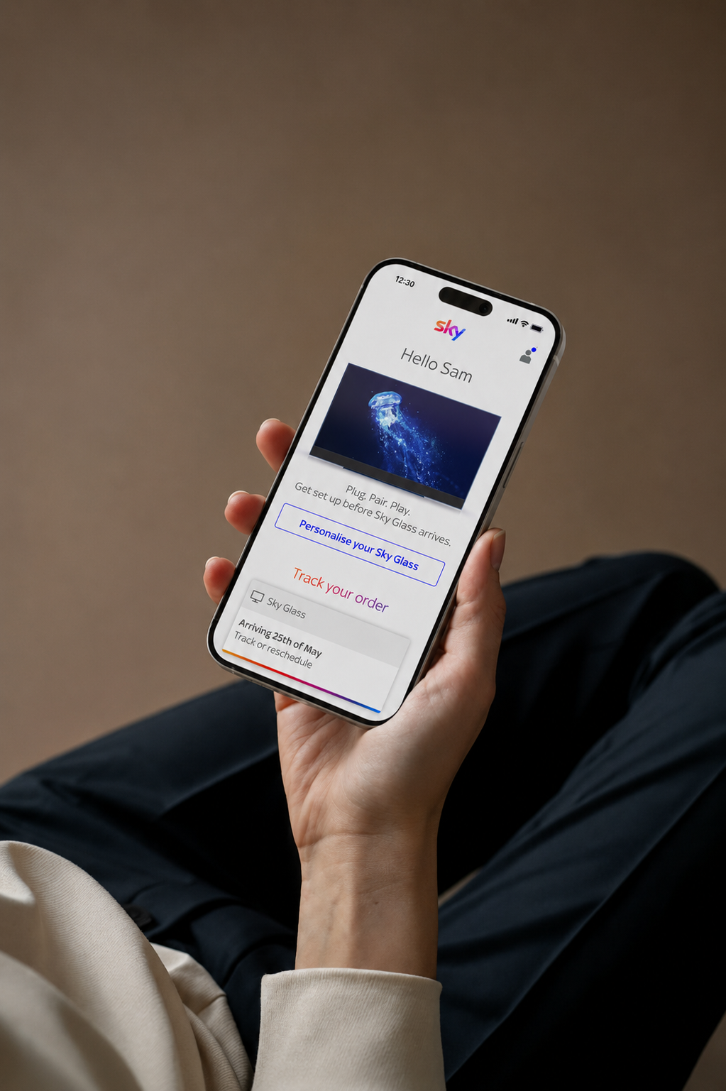 The Sky Glass onboarding on sky.com, asking the household about accessibility before the TV had shipped