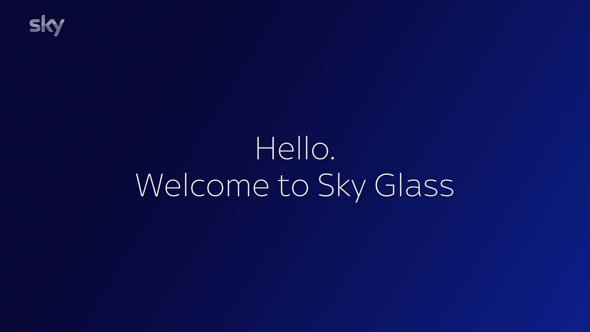 Sky Glass on-TV setup, step one