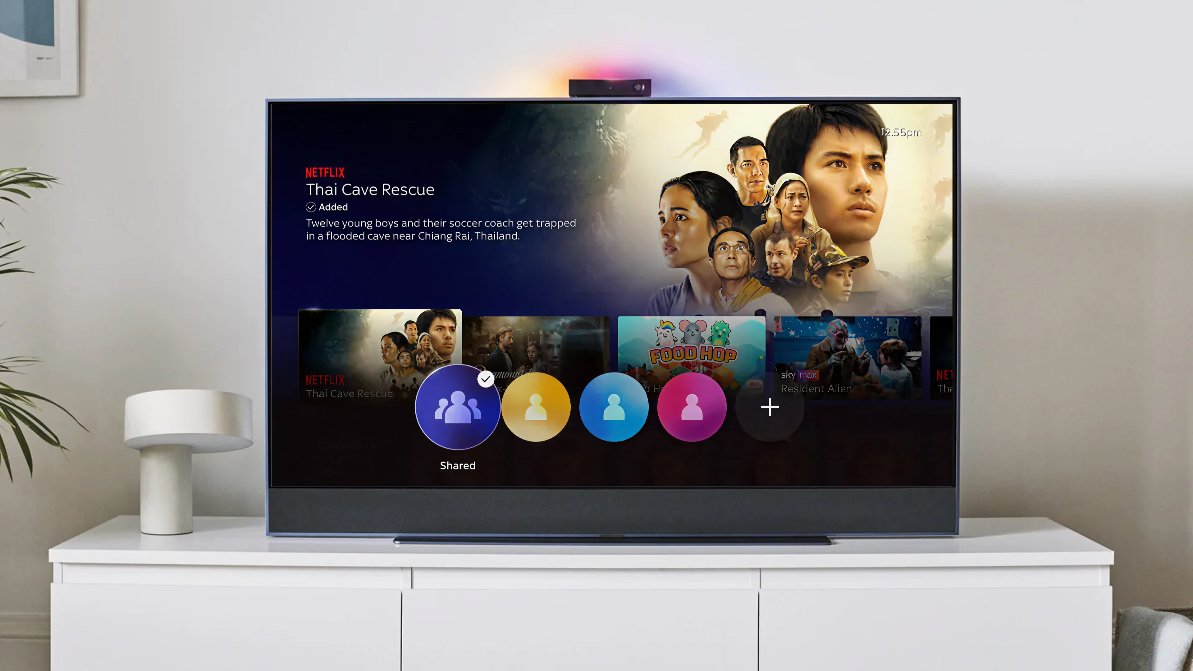 Sky Live recognising the household, generating a family profile from everyone in the room
