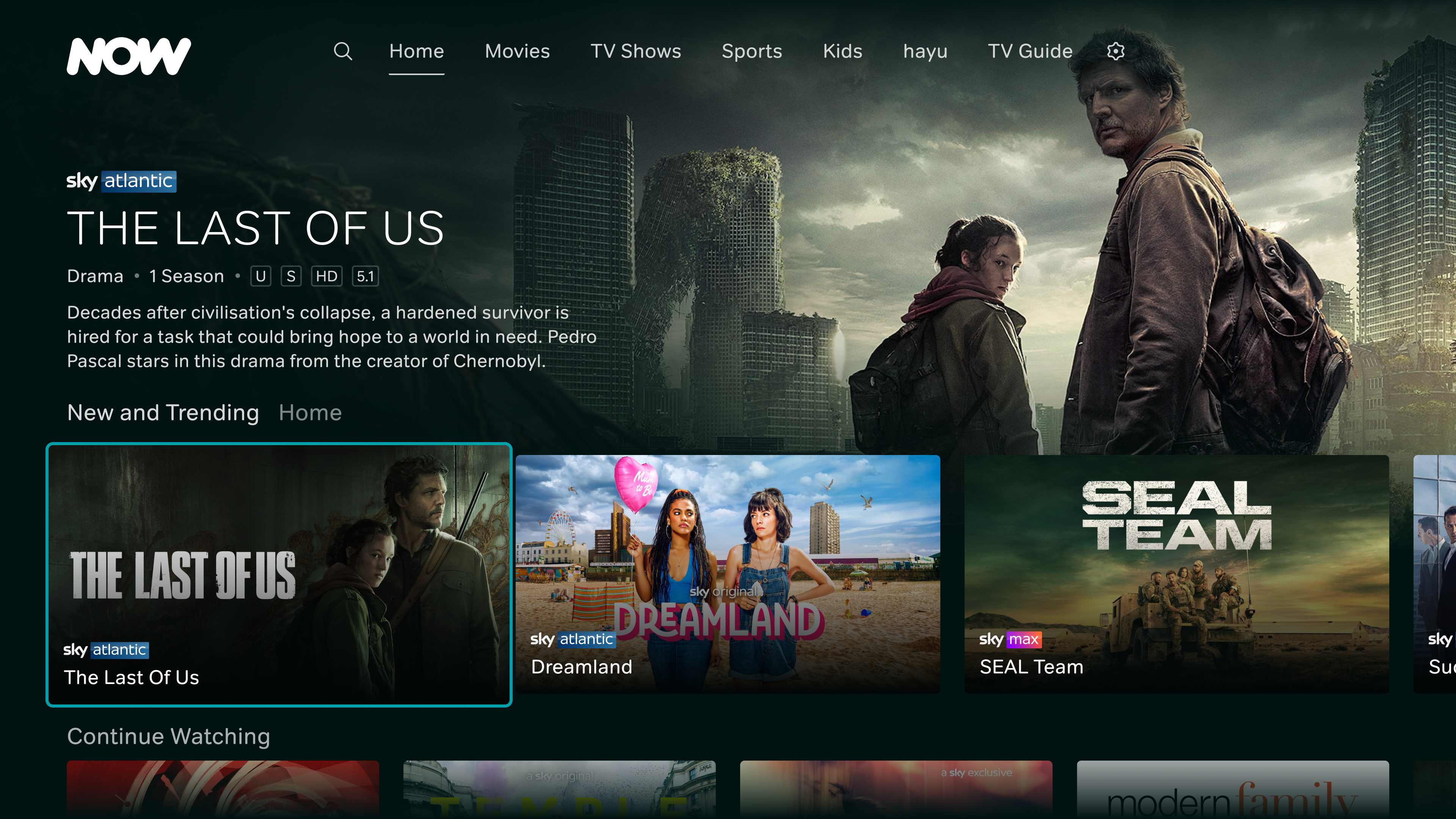 NOW TV interface in the United Kingdom market